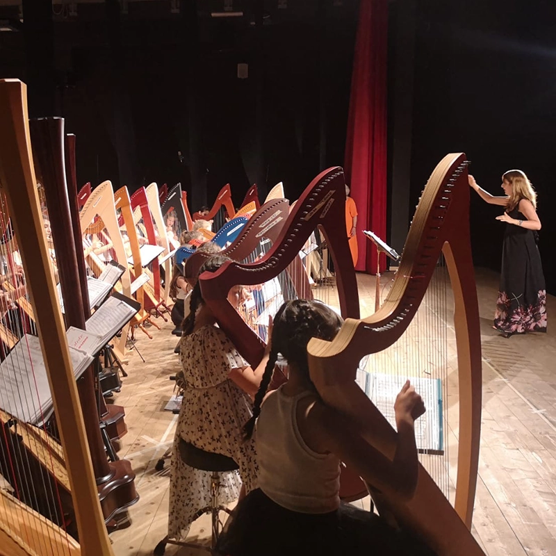 Bambine che suonano all'Orchestra d'arpe Sardinia Suzuki Harp Ensemble